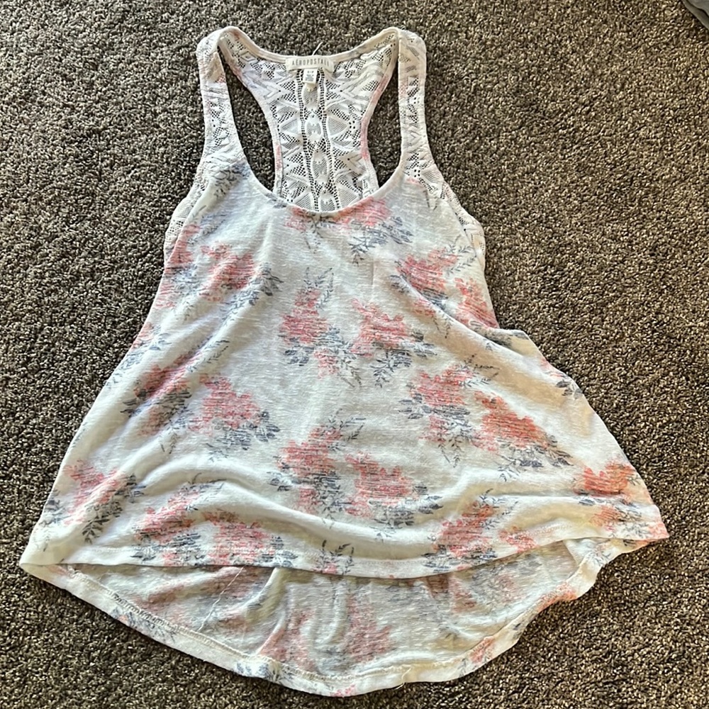 Floral lace racer back tank
